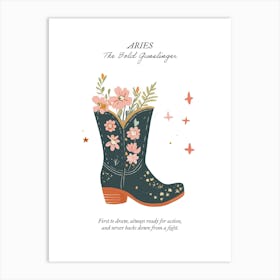 Aries Cowboy Boots Zodiac Preppy Western Cowgirl Art Print