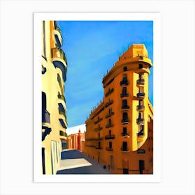 Street Scene In Barcelona Art Print