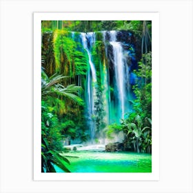 Erawan Falls, Thailand Nat Viga Style (1) Art Print