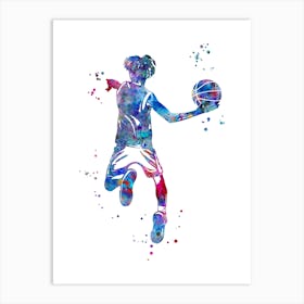 Basketball Player Boy with Ball 1 Art Print