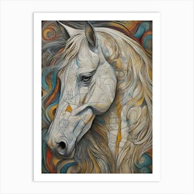 Abstract art of tribe horse Art Print