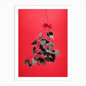 Mistletoe WIth Bow Art Print