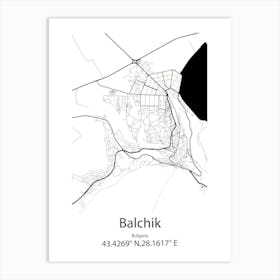 Balchik,Bulgaria Minimalist Map Art Print