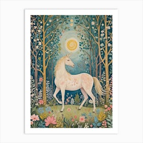 Magical White Horse In The Forest Art Print