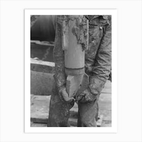 Oil Field Worker Holding Bit, Oil Well, Kilgore, Texas By Russell Lee Art Print