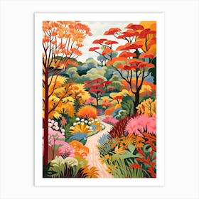 Royal Botanic Gardens, Melbourne, Australia In Autumn Fall Illustration 1 Art Print