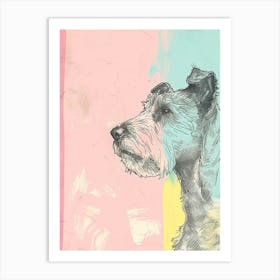 Pastel Lakeland Terrier Dog Pastel Line Illustration  3 Art Print