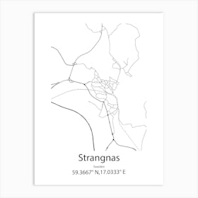 Strangnas,Sweden Minimalist Map Art Print