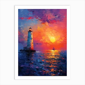 Sunset At The Lighthouse 1 Art Print