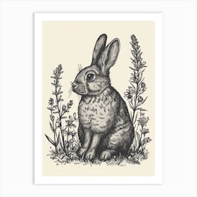 Britannia Petite Blockprint Rabbit Illustration 7 Art Print