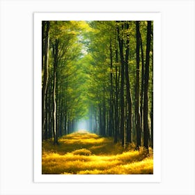 Yellow Road In The Forest 1 Art Print