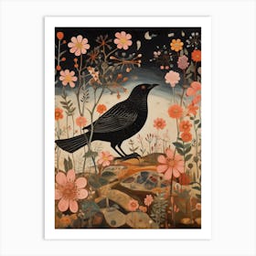 Blackbird 4 Detailed Bird Painting Art Print