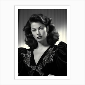 Black And White Photograph Of Ava Gardner 2 Art Print