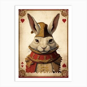 Alice In Wonderland Vintage Playing Card The White Rabbit Art Print