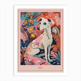 Floral Animal Painting Dog 1 Poster Art Print