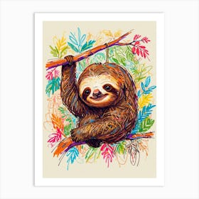 Sloth Hanging On A Branch 1 Art Print