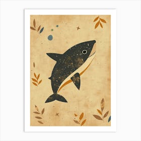 Shark Floral Patterns Muted Pastel Art Print