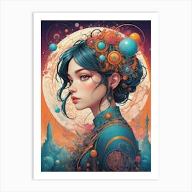 Girl With The Blue Hair Art Print