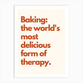 Baking Therapy 1 Kitchen Typography Cream Red Art Print
