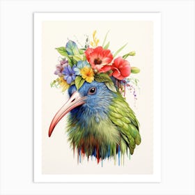 Bird With A Flower Crown Kiwi 6 Art Print
