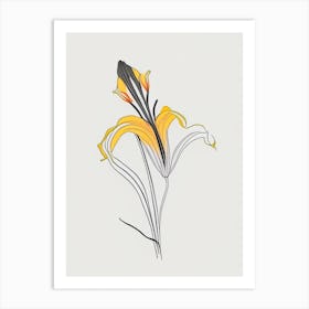Tiger Lily Floral Minimal Line Drawing 2 Flower Art Print