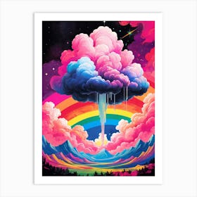 Surreal Rainbow Clouds Sky Painting (29) Art Print