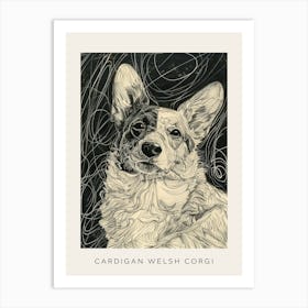 Cardigan Welsh Corgi Line Sketch 2 Poster Art Print