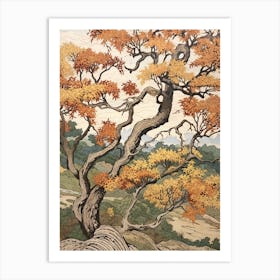 European White Elm 2 Vintage Autumn Tree Print  Art Print