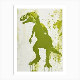Khaki Green T Rex Silhouette 4 Art Print