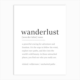 Wanderlust Definition Print - Travel Poster Art Print