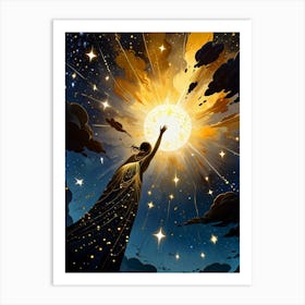 Woman Reaching For The Sun Art Print