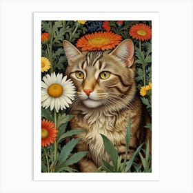 William Morris Cat In Flowers Art Print