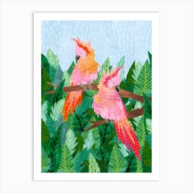 Two Parrots In The Jungle Art Print