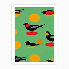 Blackbird 3 Midcentury Illustration Bird Art Print