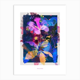 Periwinkle (Vinca) 3 Neon Flower Collage Poster Art Print