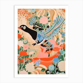 Maximalist Bird Painting Magpie 1 Art Print