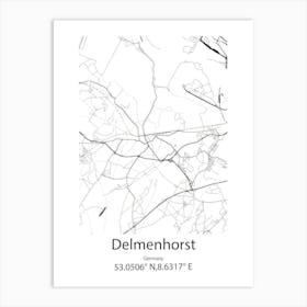 Delmenhorst,Germany Minimalist Map Art Print