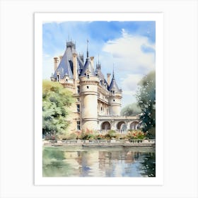 Chateau De Chantilly Gardens France Watercolour Art Print