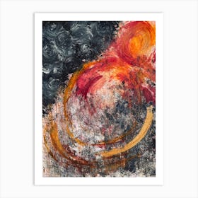 Abstract 'Swirl in Grey, Red and Gold Art Print