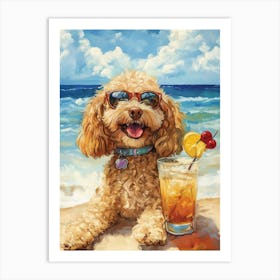 Cockapoo At The Beach Art Print