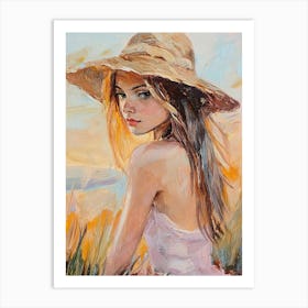 Girl In A Straw Hat Art Print