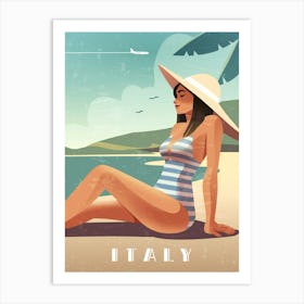 Italy - Boho Retro travel poster Art Print