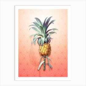 Pineapple Vintage Botanical in Peach Fuzz Asanoha Star Pattern n.0255 Art Print