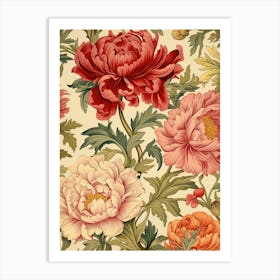 Peony Flower Pattern Art Print