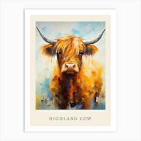 Brushstroke Portrait Of Highland Cow Poster 2 Art Print
