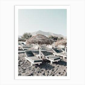 Black Beach Dream, Santorini Art Print