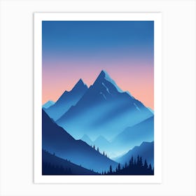 Misty Mountains Vertical Composition In Blue Tone 42 Art Print