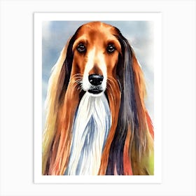 Afghan Hound Watercolour Dog Art Print