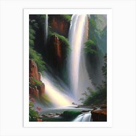 Bhagsunag Falls, India Peaceful Oil Art 2 (1) Art Print