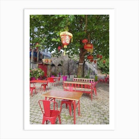 Red Tables And Chairs Art Print